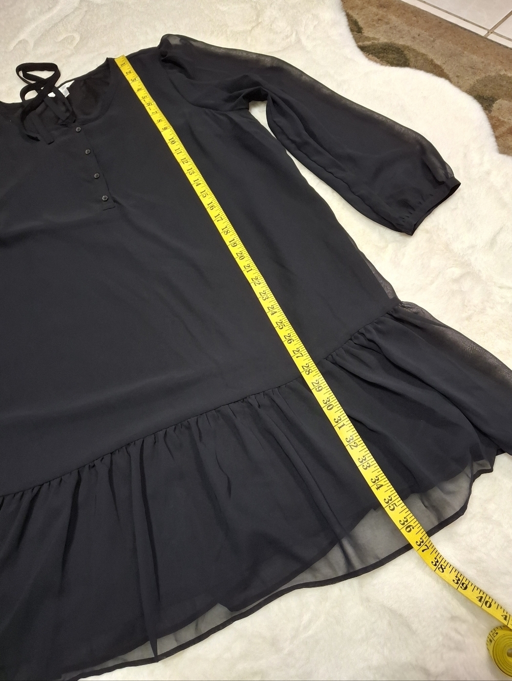 Draper James Long Sleeve Flounce Ruffle Tier Black Dress   Women Size Medium - Picture 13 of 15